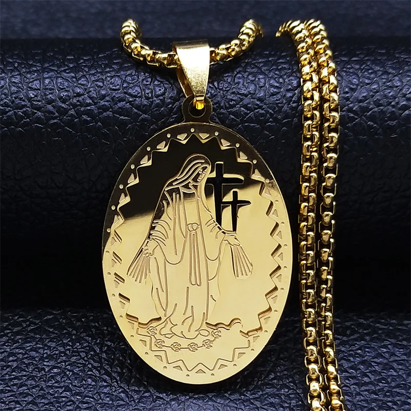 18K Gold Pendant Necklace gift for Women Virgin Mary Necklace Medal With  Varies Zirconia Design By - CY1809STW7T