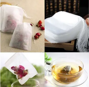

100Lot 100Pcs/Lot Teabags 5.5 x 7CM Empty Tea Bags With String Heal Seal Filter Paper for Herb Loose Tea