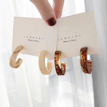 

Fashion Temperament Contracted Plate Acetate Resin Stud Earrings Vintage Geometric C Shape Earrings for Women Jewelry