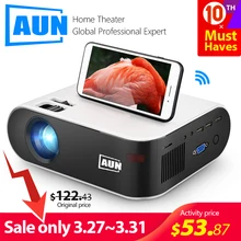 AUN MINI projecteur W18C, 2800 Lumens, 854*480P, affichage de synchronisation sans fil pour téléphone, LED Home Cinema Portable pour vidéoprojecteur 1080P(China)