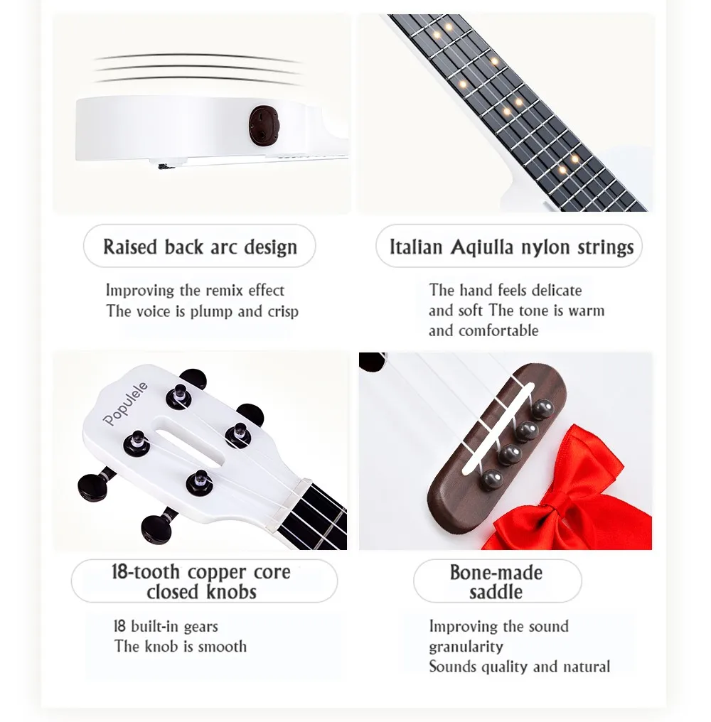 Populele X1, 23 дюйма, Bluetooth, Рождественская Ограниченная серия, Гавайские гитары, клен, Гавайские гитары, 800 мАч, микро usb зарядка, международная версия