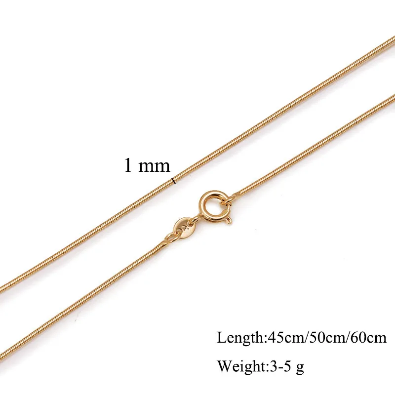 MxGxFam(45 см/50 см/60 см* 1 мм) золотой цвет 18 k крошечные цепочки в виде змеи для сочетающихся подвесок