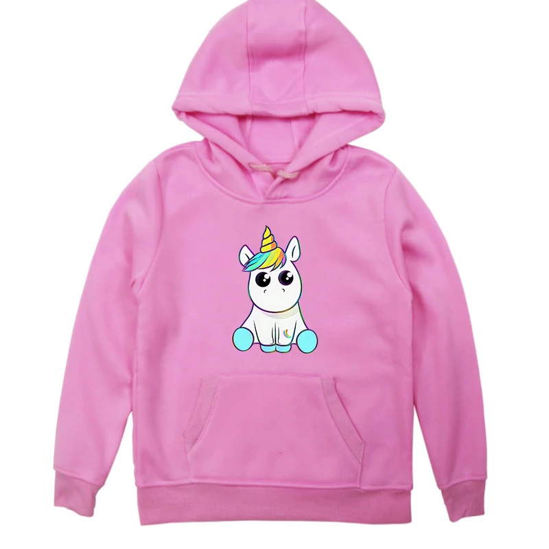 Hoodies 2 Толстовки для мальчиков и девочек с принтом единорога; Зимние теплые детские толстовки; пуловер унисекс с длинными рукавами; Осенняя тонкая толстовка с капюшоном; детские топы - Цвет: Hoodies 2