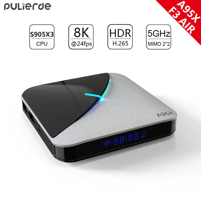 PULIERDE S905x3 A95x F3 air 8K Android tv Box Отт Amlogic телеприставка