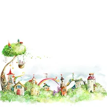 Бумага на окна раздвижные двери ванная комната D7170 мультфильм пейзаж настраиваемый с пластиковой тусклой полированной стеклянной пленкой