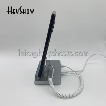 Acrylic Mobile Phone Stand with Burglar Alarm System Anti-Theft Device Safe Display Base with Charging Function for Smartphones