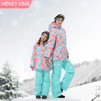 

HONEYKING Parent-child Outfit Snowsuit Ski Suit Winter Outdoor Sports Warm Windproof Waterproof Cotton Down Jacket and Pants Set