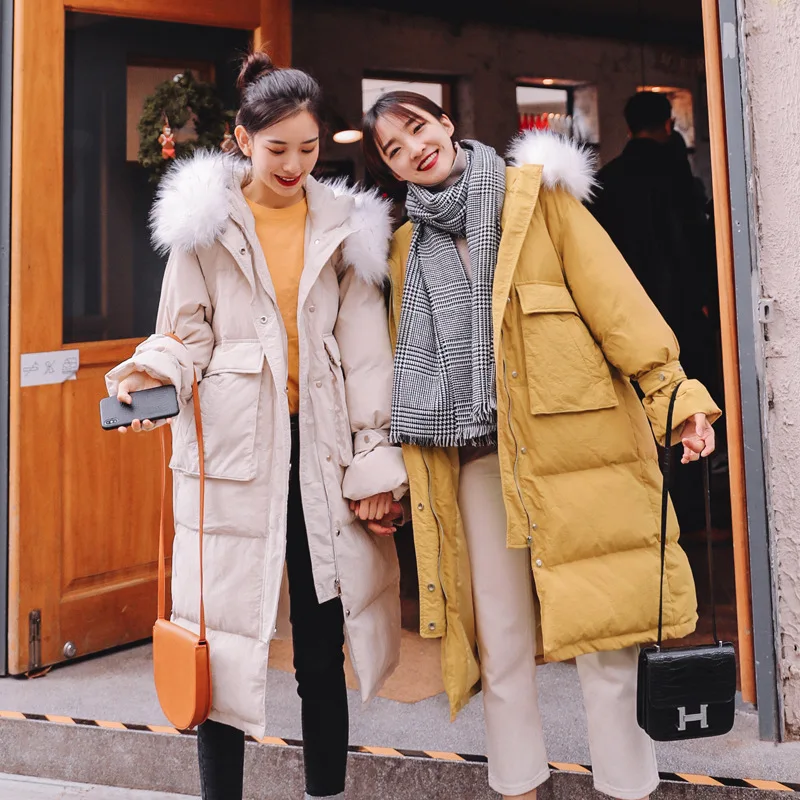 

2019 Winter New Style down Jacket Cotton-padded Clothes Women's Mid-length Large Size INS Coat CHIC down Coat Students Large Fur