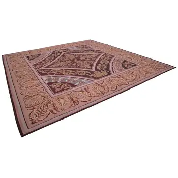 

363x384 Cm Pink Handmade Aubusson Rugs-12x13 Ft