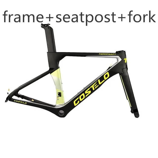 yellow frame Новинка, AEROSIX карбоновый диск, рама, дисковый тормоз, велосипедная рама, вилка, подседельный штырь с 5D Карбоновым рулем - Цвет: yellow frame