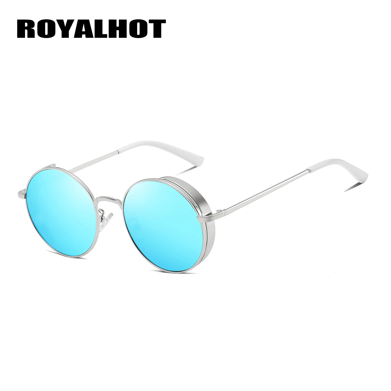 RoyalHot, мужские, Wo, поляризационные, сплав, круглая оправа, стимпанк, солнцезащитные очки, для вождения, солнцезащитные очки, оттенки, Oculos masculino, мужские, 900118 - Цвет линз: Blue