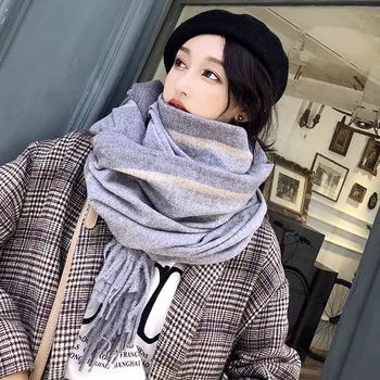 

2019 new style China quality silk lady winter warm Cashmere Thickened Popular lattice Scarves Women beach Fashion shawl hijab