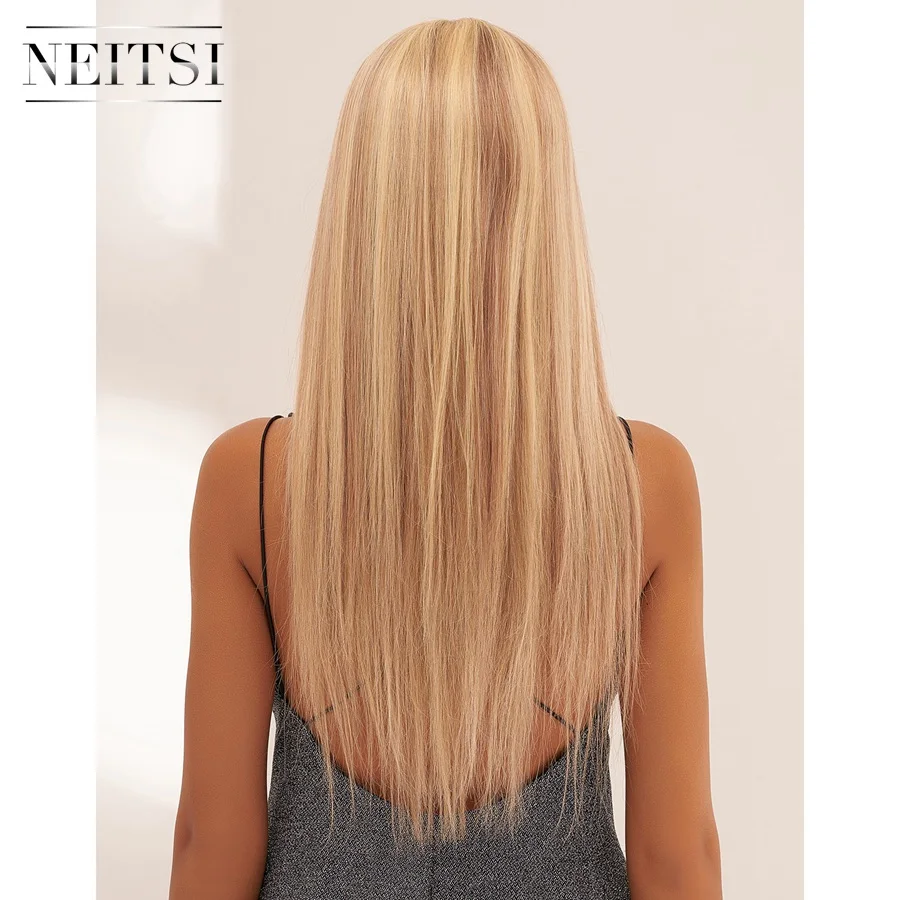 Neitsi Длинные прямые Половина шнурка Remy человеческие волосы парики 20 ''60 см 150% Denisty женский светильник светлые парики с детскими волосами