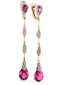 

Magic Stones earrings with corundum and cubic zirconia in red gold