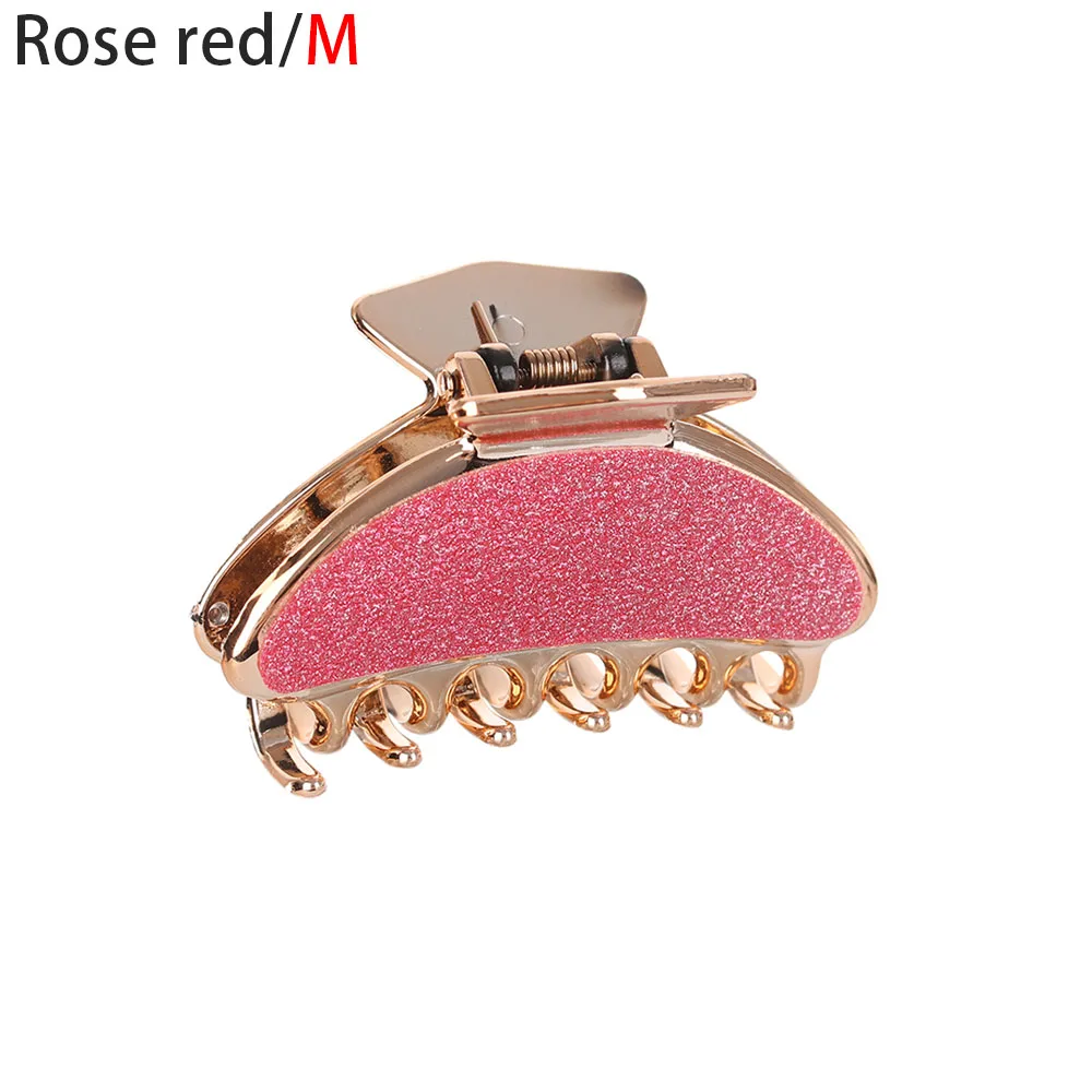 rose red M Glitter Colorful Girls Hairpins Crab Hair Claw Clamp Women Barrettes Scrub Hair Clips Hairgrip Face Wash Makeup Hair Accessories - Цвет: rose red M