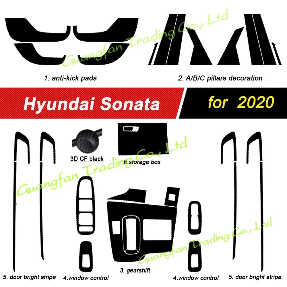 

Car-Styling 3D/5D Carbon Fiber Car Interior Center Console Color Change Molding Sticker Decals For Hyundai Sonata YF 2020