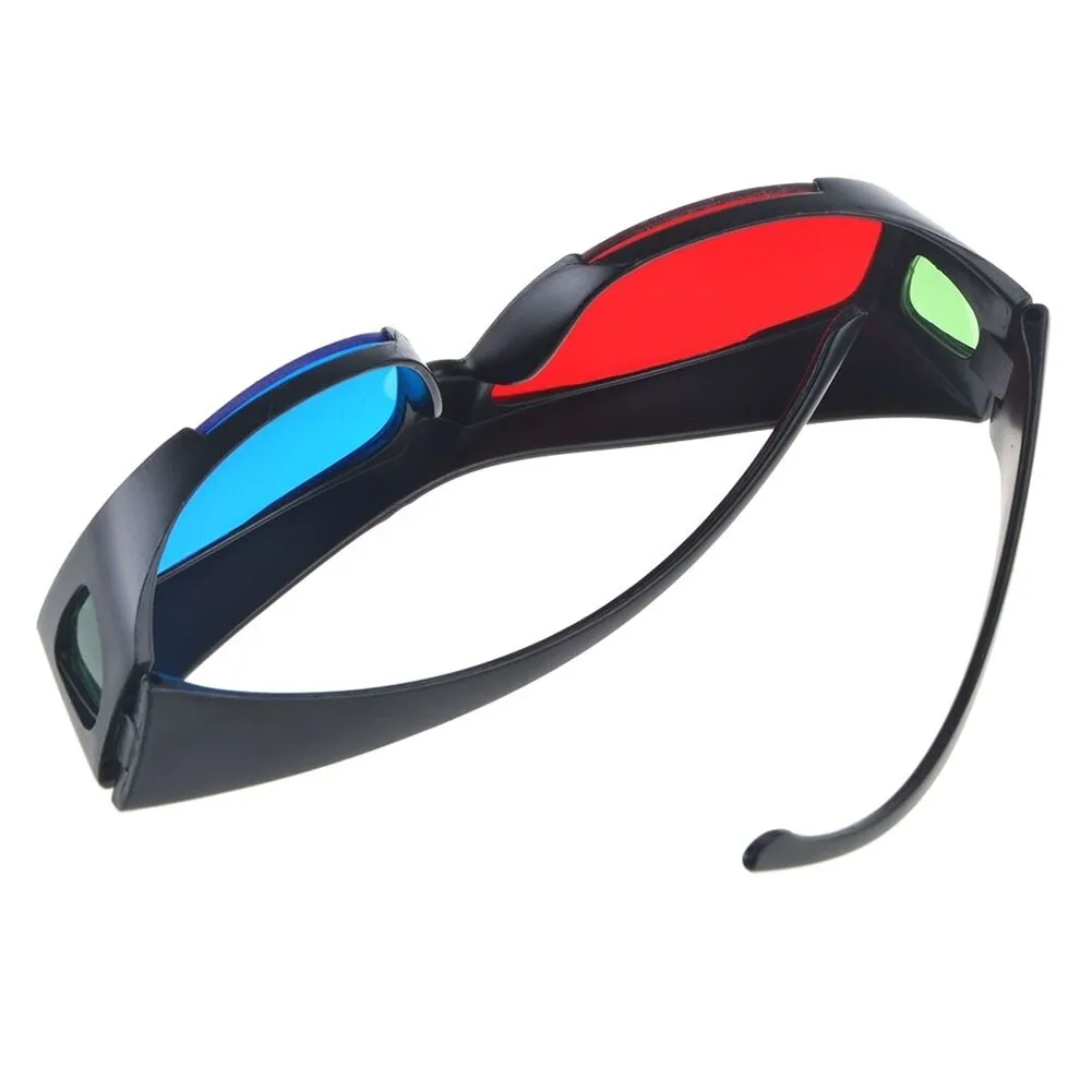 2PCS Cinema Movie Universal Ultra Clear Game Dimensional Anaglyph Virtual Easy Wear 3D Glasses TV Red Blue Black Frame Fashion