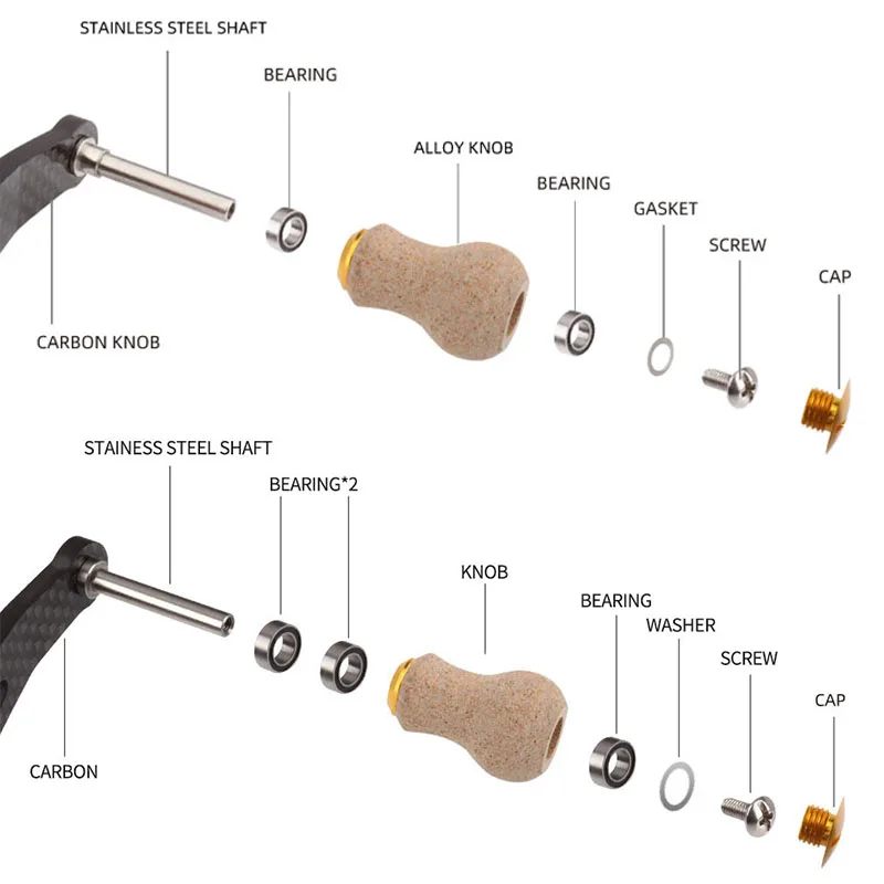 Ruke 1pc Fishing Reel Handle Knob Rubber Soft Wood 11g/pc Include 2pcs Bearings Washers Suit S/D Type Reel DIY Rocker Accessory