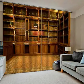 

library curtains 3D Curtain Luxury Blackout Window Curtain Living Room bookself curtains brown curtain