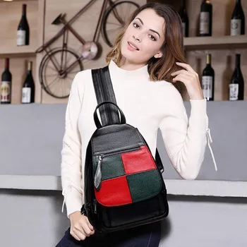 

2020 New Style Women's Contrasting Color Backpack Korean Style Bag Backpack Women