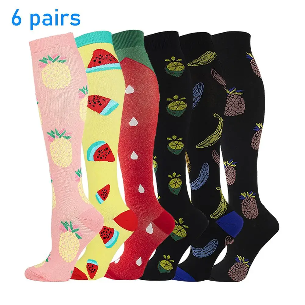 

Compression Socks 6 Pairs Per Set Outdoor Sport Pineapple Watermelon Strawberry Style Socks Compression Fruit Series