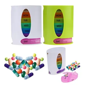 

Plastic 28 Compartment Oval Colorful Pill Case Box Travel Case Week Medicine Box Container Drug Organizer Tablet Storage Case