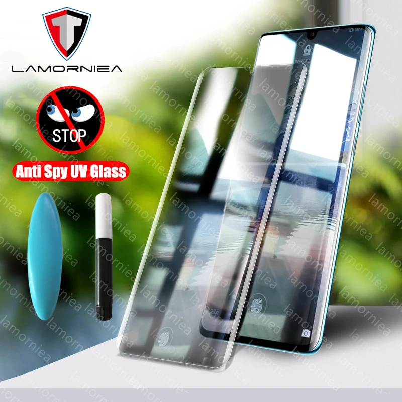 

Lamorniea 3D Anti Spy Tempered Glass for Huawei P30 Pro UV Glass screen protector full glue film for huawei mate 20 30 Pro glass