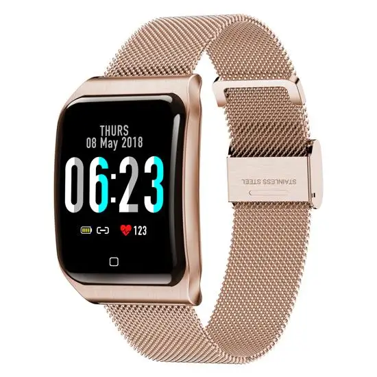 rose gold Новые смарт-часы мужские цельнометаллические IP68 водонепроницаемый монитор кровяного давления пульса Смарт часы для здоровья для android ios - Цвет: rose gold