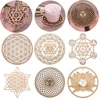 10/20cm  Log Color Chakra Pattern Coaster Wood Creative Round Edge Circles Carved Coaster Flower of life Natural Symbol Decor ► Photo 1/6