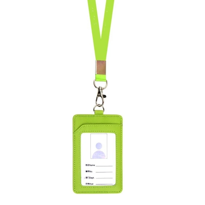 Кожаный ID бейдж автобус карты держатель с ремешком Бизнес Офис Id держатель