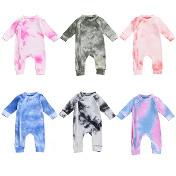 

Autumn Clothing Newborn Infant Baby Boys Girls Cotton Tie Dye Zipper Long Sleeve Romper Jumpsuits Clothes Outfits Sunsuit 0-24M