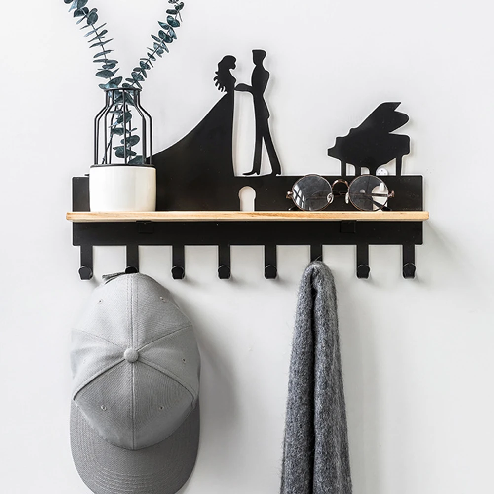 Punch Free Clothes Nordic Style Office Hallway Keys Cartoon Shape Decorative Wall Mounted Storage Rack Multiple Hooks Bathroom