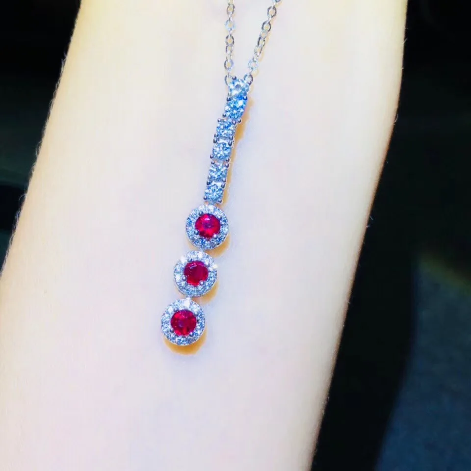 BOEYCJR 925 Sterling Silver Ruby Necklace Chain Jewelry Energy Gemstone Pendant Necklace for Women Gift