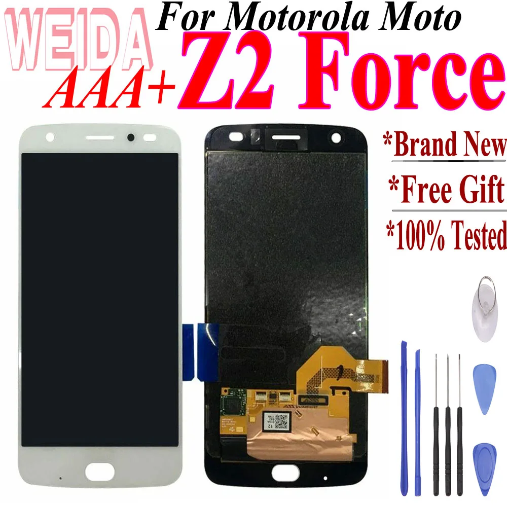 Без битых пикселей для Motorola Z2 Force XT1789 ЖК-дисплей дигитайзер сенсорный экран в сборе с бесплатными инструментами для Moto Z2 Force lcd
