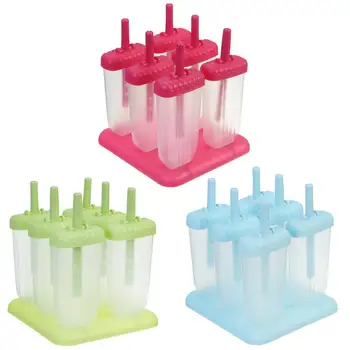 

6 Cells Ice Cream Mold Homemade DIY Summer Popsicle Maker Reusable-Frozen Moulds with Sticks Kitchen DIY Accessories