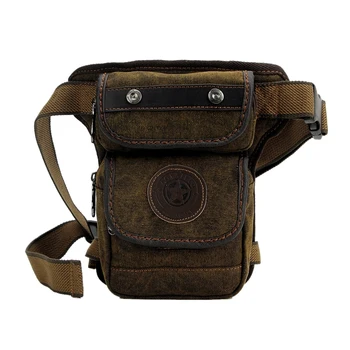 

AOLAILUDI Men Canvas Fanny Waist Pack Vintage Messenger Shoulder Bags Motorcycle Rider Hip Bum Belt Leg Bag
