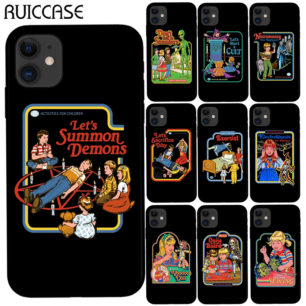 

Funny Halloween Satan Vintage Let's Summon Demons Black Silicone Case For iPhone 11 Pro Max X XS Max XR 6 6S 7 8 Plus 5S SE