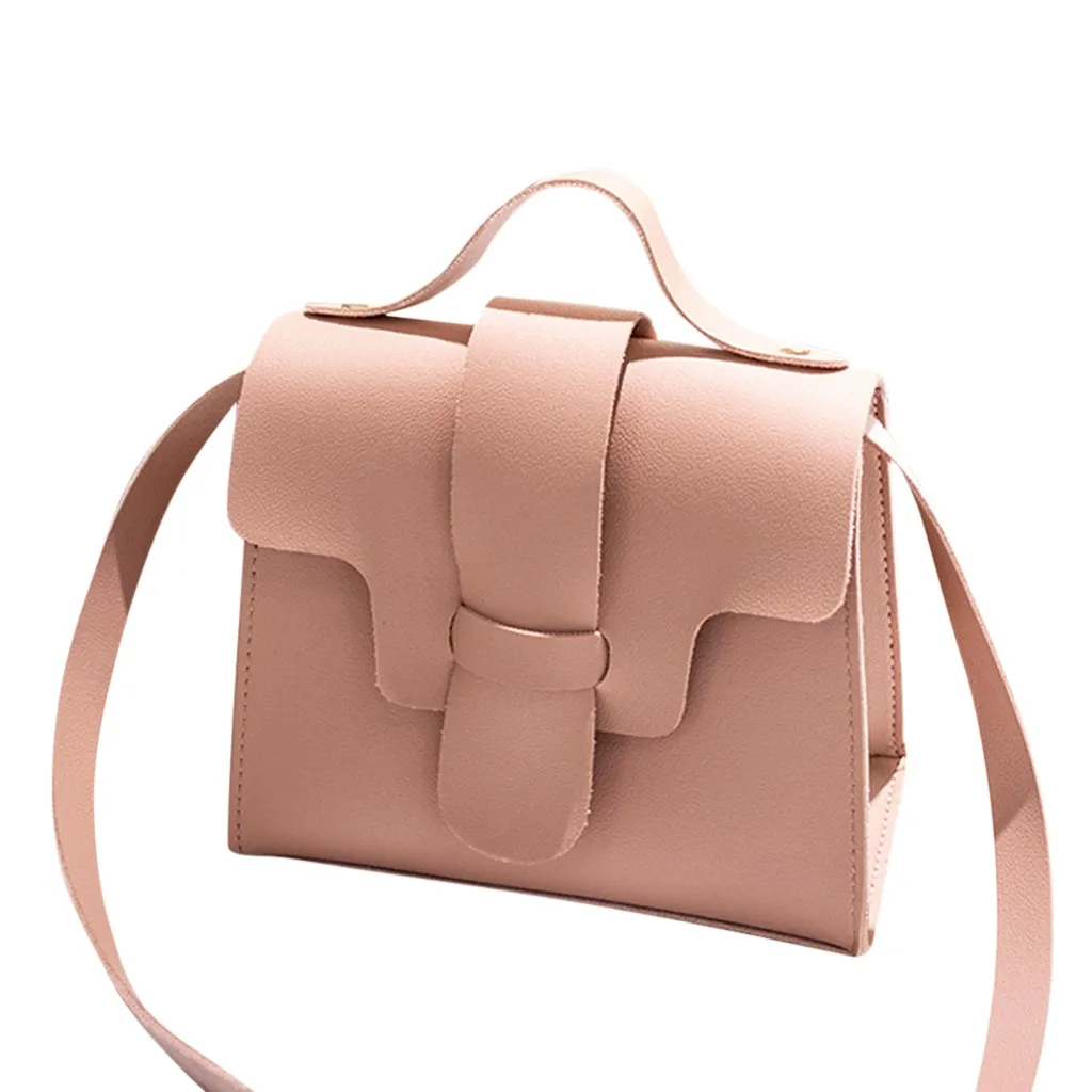 Повседневные женские сумки на плечо, одноцветные кожаные сумки через плечо, сумки-мессенджеры, функциональные сумки большой емкости, женские сумки-кошельки - Цвет: Розовый