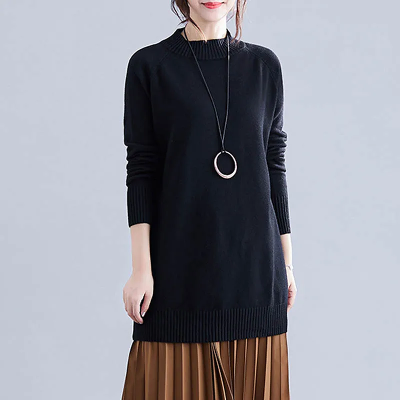 Autumn sweater women 5XL 6XL 7XL 8XL plus size bust 132-142cm solid 2 colors | Женская одежда