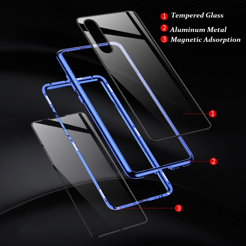 360 Полный Магнитный чехол для телефона для huawei P30 NOVA 5 Pro Коврики 20x P20 двухсторонняя, для стекла крышка металлический бампер Honor 9X20 10 8X чехол