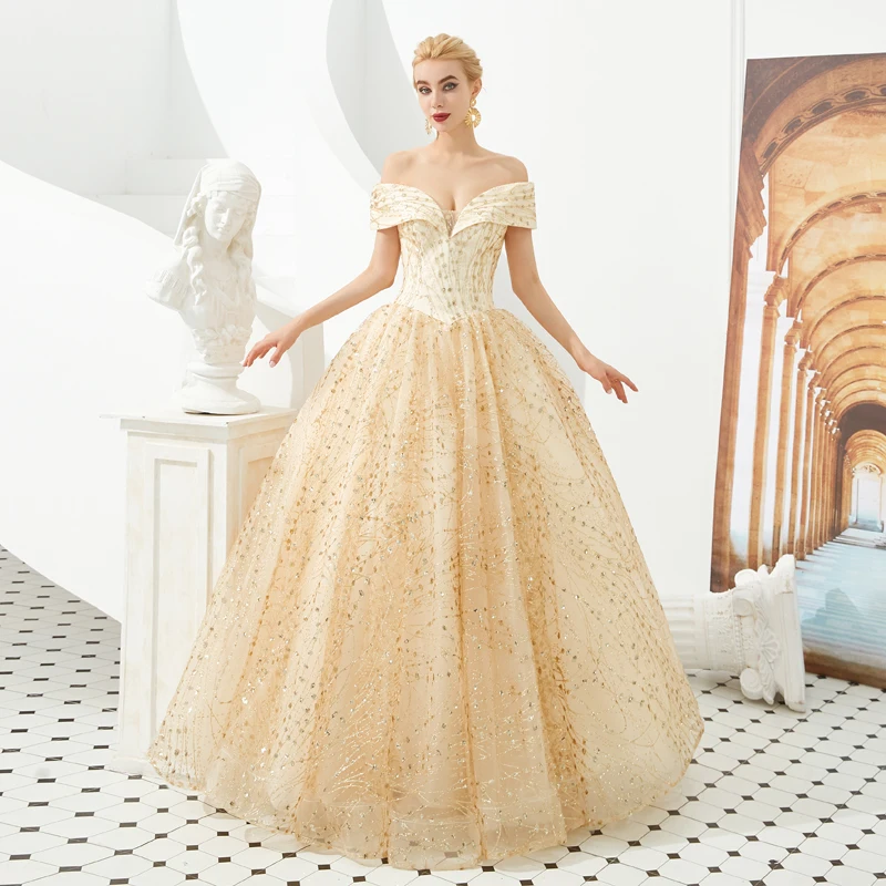 

Gold Dress Long Sequin Gown Lace Evening Dresses Long Luxury Evening Dress Women Long Dresses Evening Elegant Formal Dress 2019