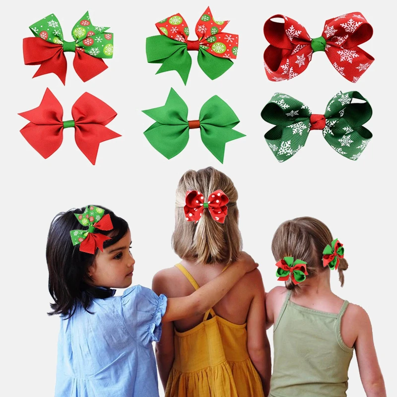

Christmas Bow 4.5cm Hair Clip Baby Hairpins Headband Girls Hair Accessories Headdress snowflake dot Headwear