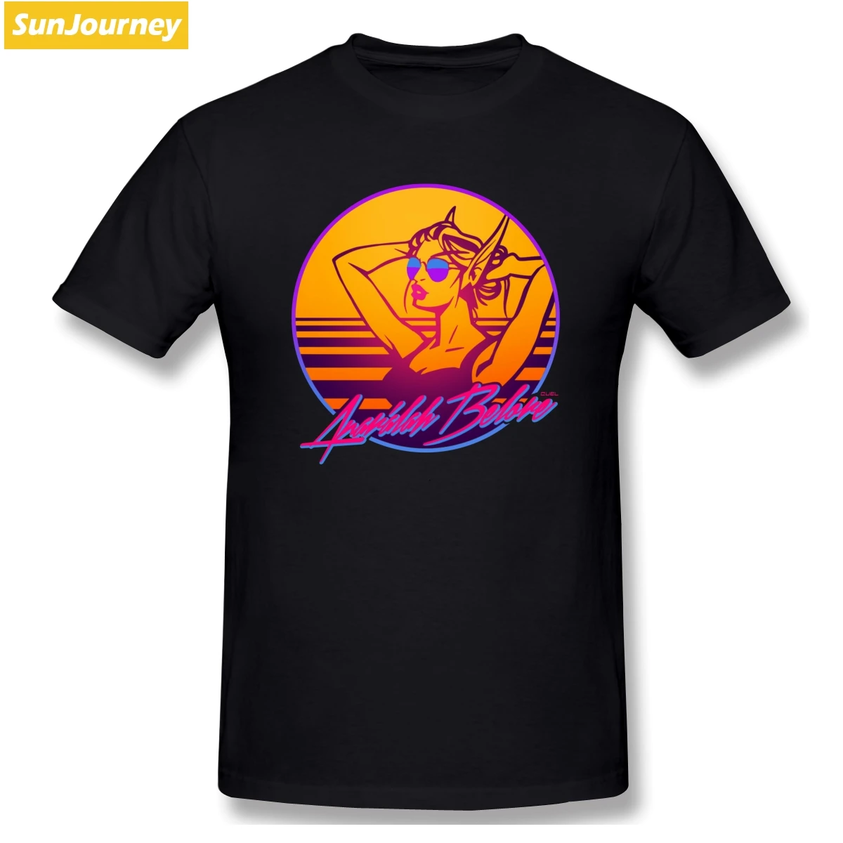 80s новая футболка в стиле ретро с волнистым дизайном Synthwave Vaporwave, футболка для девушек и мужчин, большие размеры, хлопковые футболки с короткими рукавами на заказ для мальчиков - Цвет: Черный