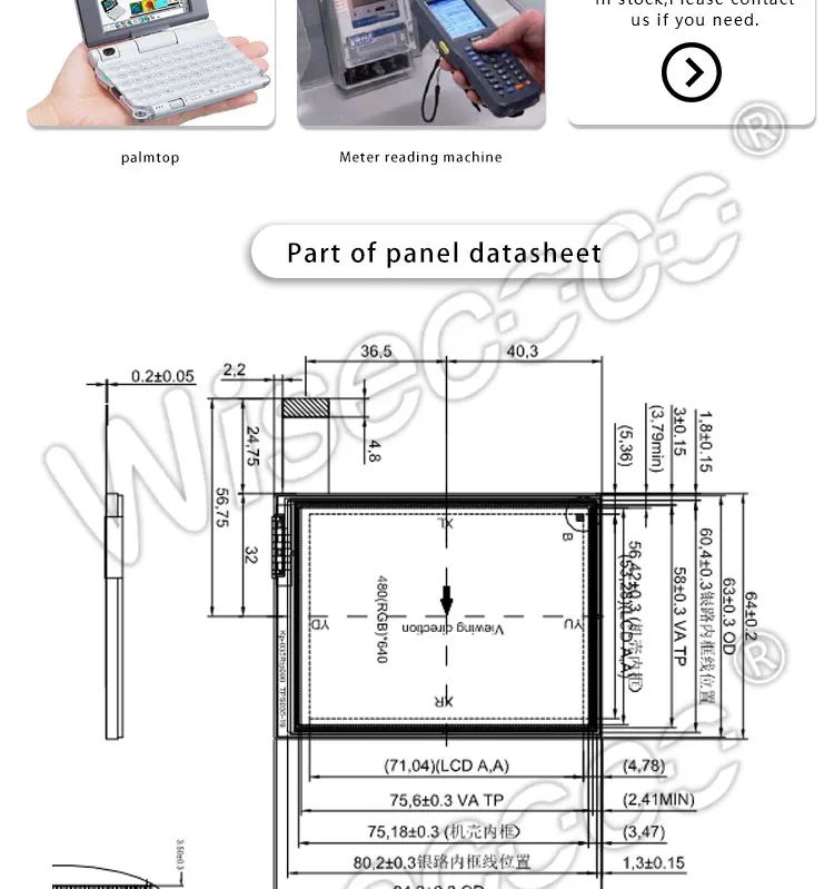 Wisecoco S035TV04ES-DR19 ЖК Дисплей с 4 провода резистивная сенсорная панель 3,5 дюймов 480*640 Экран 650 нит 39 булавки ttl HX8363-A