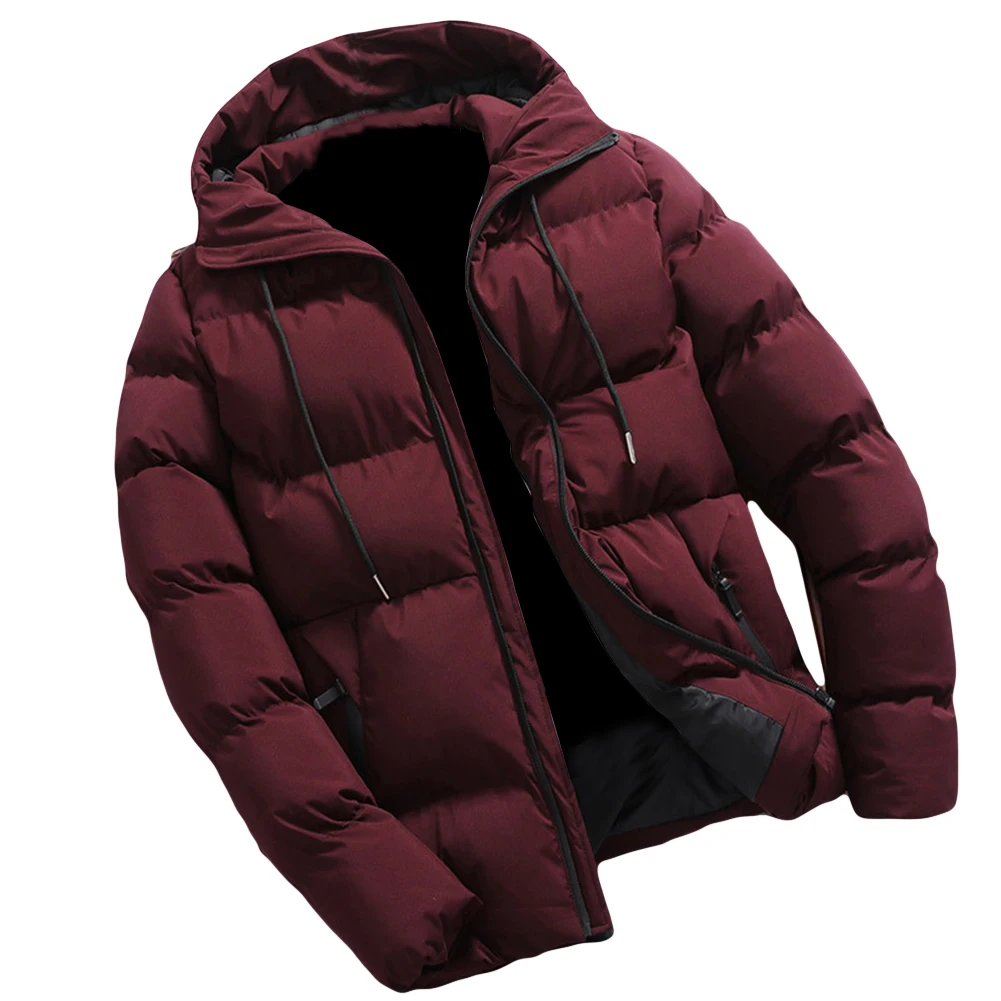 Chaqueta con capucha de color sólido para hombre de invierno de gran tamateno chaqueta gruesa de manga larga