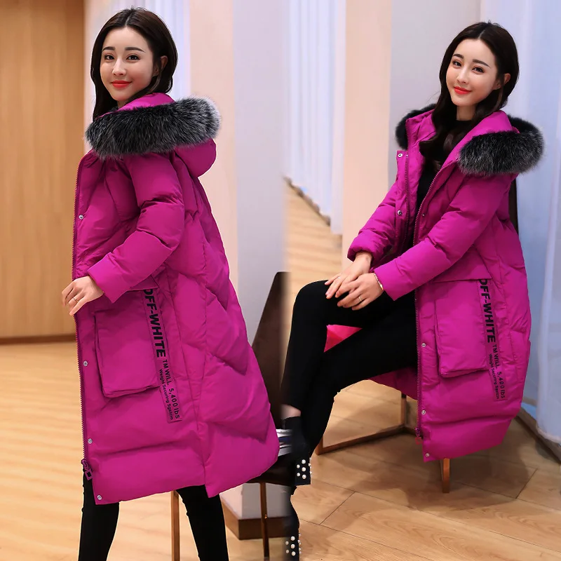 

2019 New Style down Jacket Cotton-padded Clothes Women's Winter Korean-style Thick Mid-length over-the-Knee Warm Coat