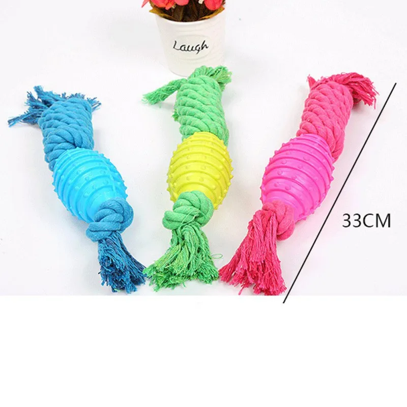1 pc Dog Toys Cotton Rope Woven Candy Shaped Puppy Chew Toy Training Tooth Cleaning Tool Pet Supply