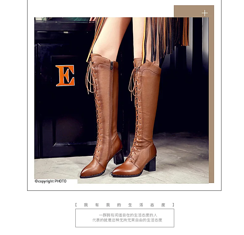 Full Grain Genuine Leather Handmade Cow Boots High Over The knee Black Shoes For Woman Short Plush Inside Zipper Med Heels
