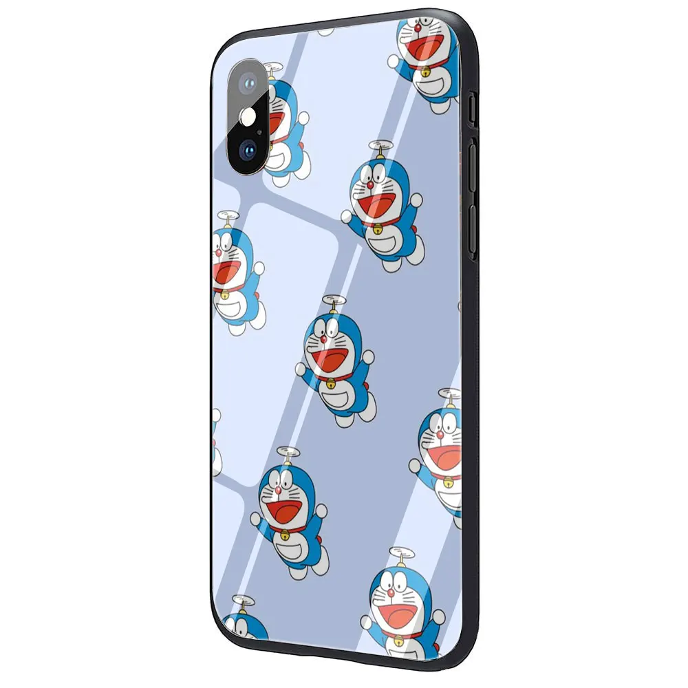 EWAU милый Doraemon чехол из закаленного стекла для телефона для iphone 5 5s SE 6 6s 7 8 plus X XR XS 11 pro Max - Цвет: G10
