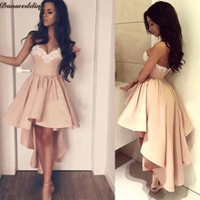 Современные Простые платья для выпускного вечера с милым вырезом и кружевной аппликацией, короткое выпускное платье, красивые вечерние платья для девушек